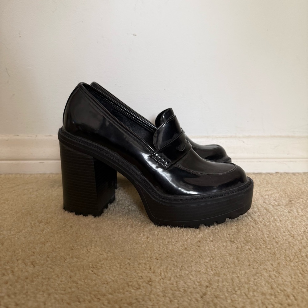 Madden Girl Black Patent Platform Loafers